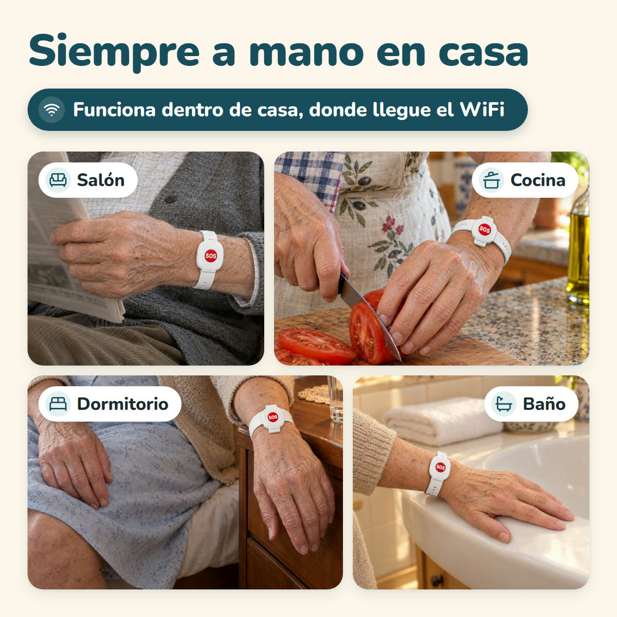 Pulsera SOS HeyCuida · Botón de emergencia para mayores